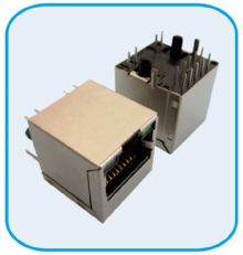  HL59T RJ45 JACK 1X1 LED WITH TRANSFORMER(Vertical)
